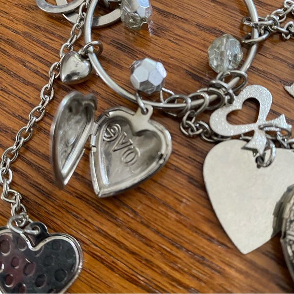 Women’s Silver Charm necklace, two heart lockets to open for pictures 20”length - Picture 9 of 11